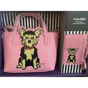 💜Marc Tetro Yorkie Terrier Small Tote Crossbody Bag & Card Case Wristlet Set